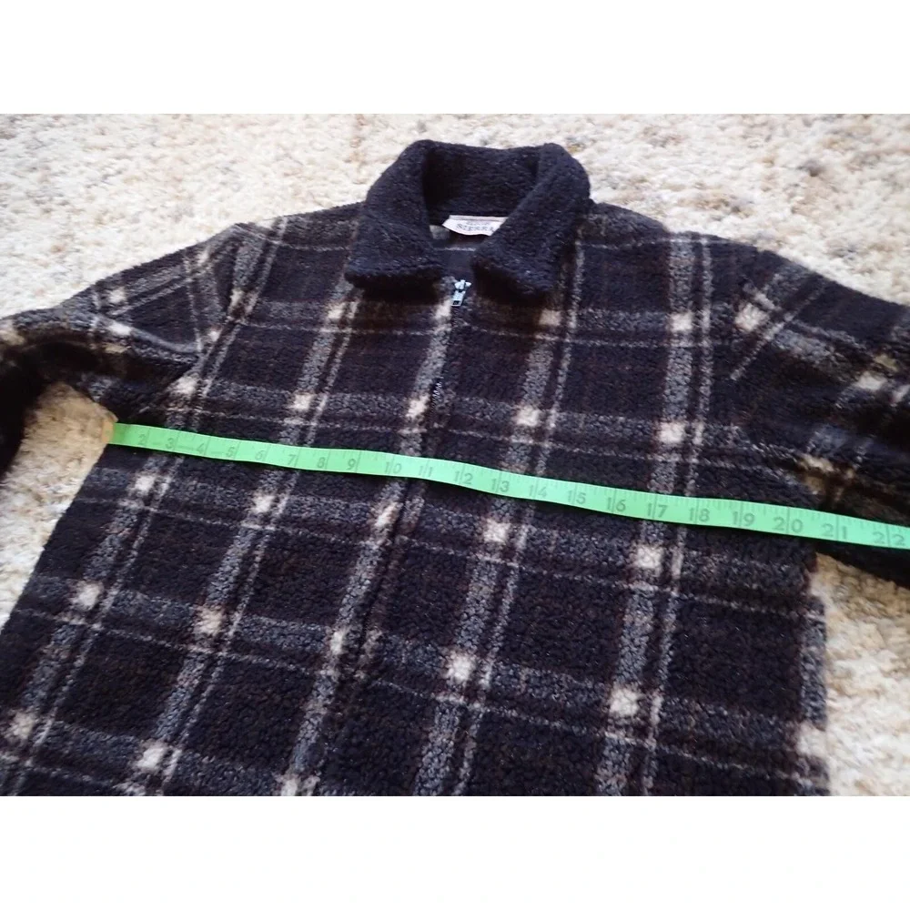 High Sierra Fleece Jacket‎ Boys Small Navy Blue Excellent Plaid Zip Up Outerwear
